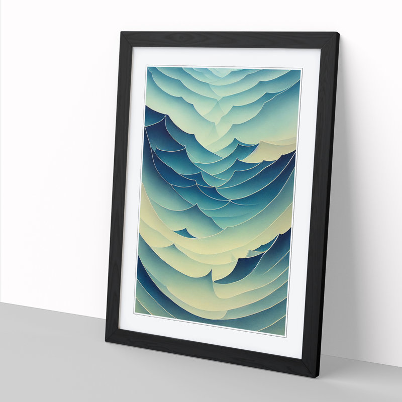 Seascape Abstract Vol.2 - Single Picture Frame Painting, 46cm H x 34cm W x 2cm D, Walnut