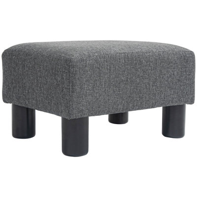Charcoal Gray Linen Cube Ottoman Foot Rest/Small Foot Stool For Living Room | Gift Idea