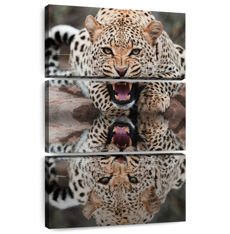Brampt Leopard Growling Reflection, 50" H x 32" W