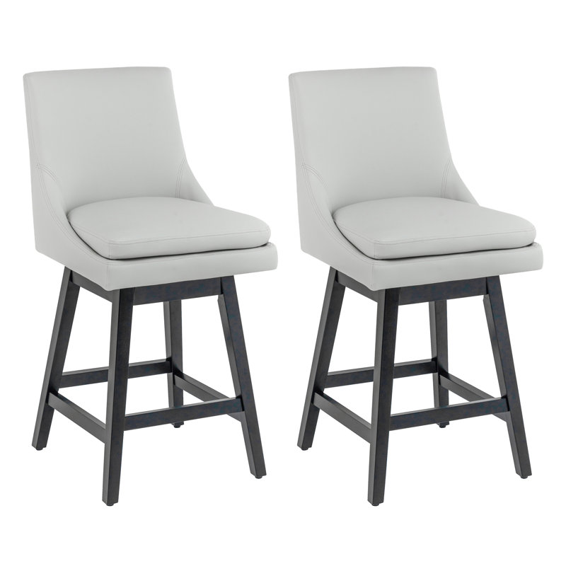 Lark Manor™ Counter Stools,26"360 Free Swivel Counter Height Bar Stools With High Back For Bar And Kitchen Island,Set Of 2,PU Leather