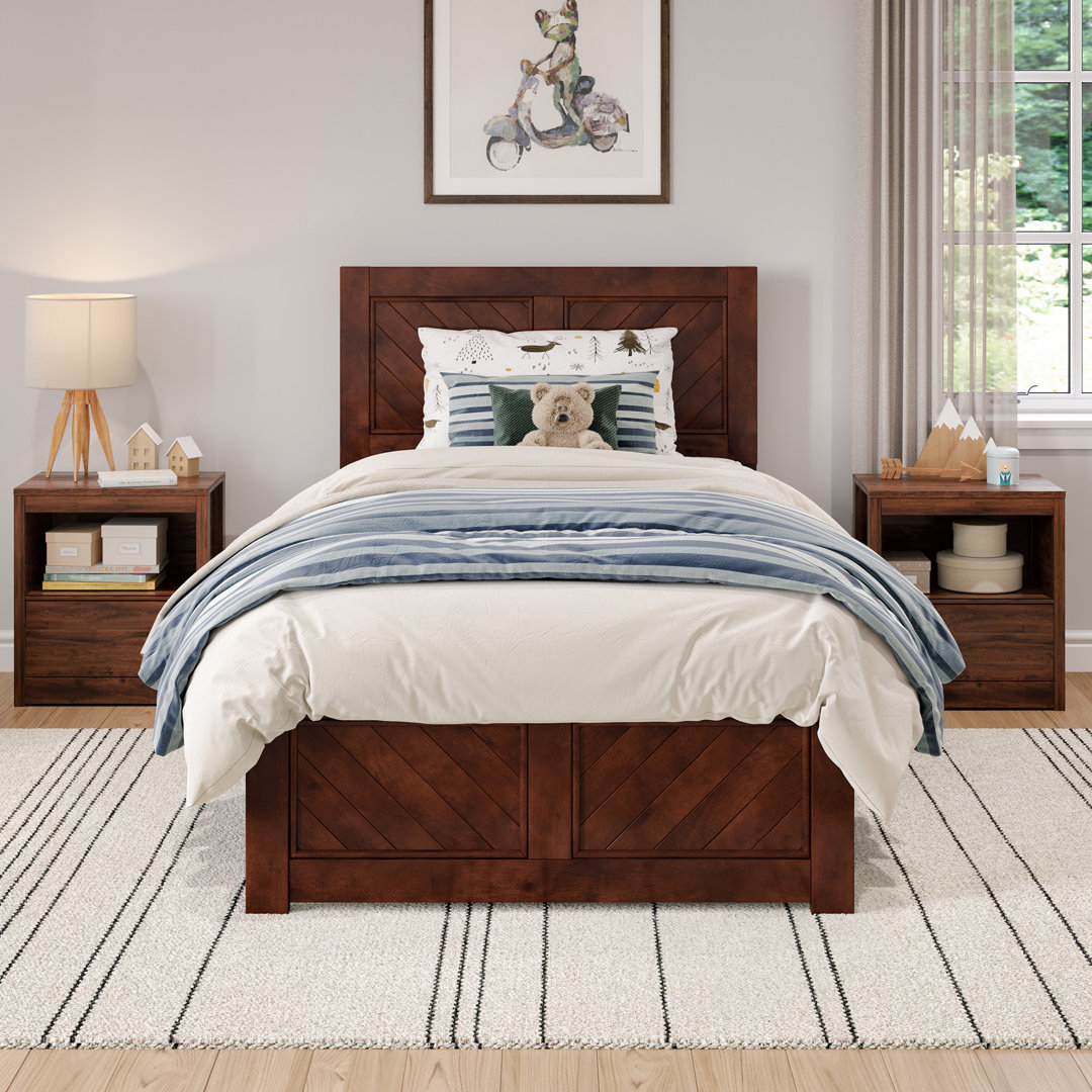 Jeilynn Solid Wood Foundation Bed Frame with Matching Footboard Red Barrel Studio® 