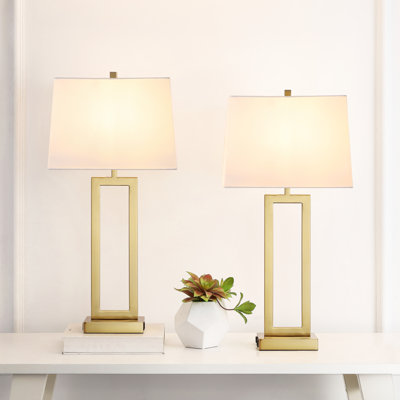 Rogina 28.5" Metal Table Lamp Set with USB Type-C Ports and Built-in Outlet