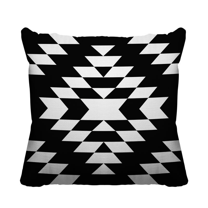 Coussin intérieur / extérieur Chantico Southwestern, 19 po x 19 po, Noir, Carré