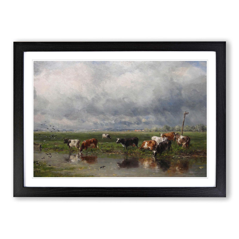 Cows by Willem Roelofs - Framed Print, Black
