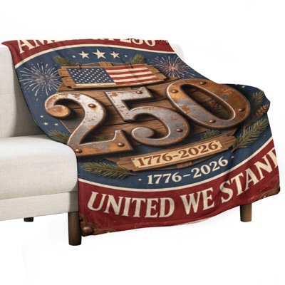 America 250 United Luxury Flannel Throw Blanket, Soft Warm Fuzzy Blanket for Living Room Sofa Bed Home Decor
