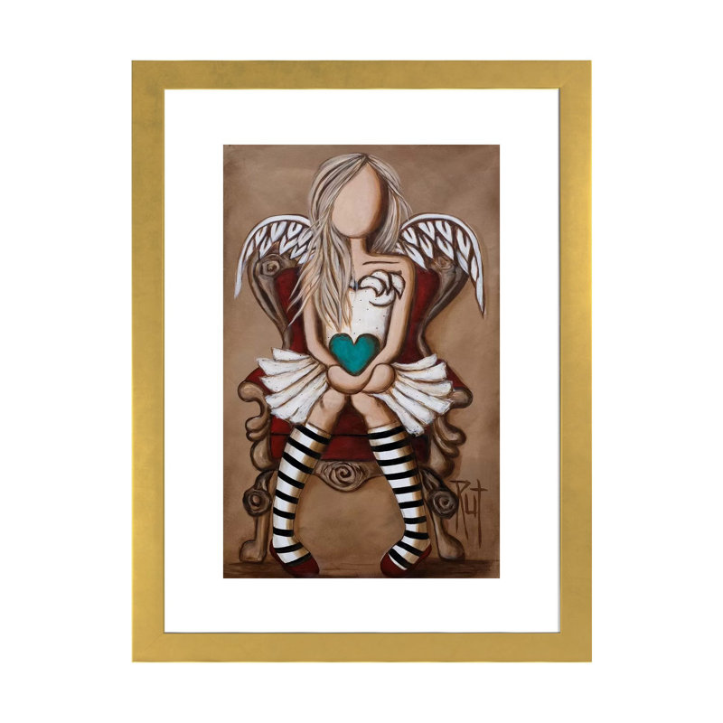 « Colette » par rut art Creations-impression d’art graphique, Blanc, H 24 po x l 16 po x P 1 po, Papier encadré doré