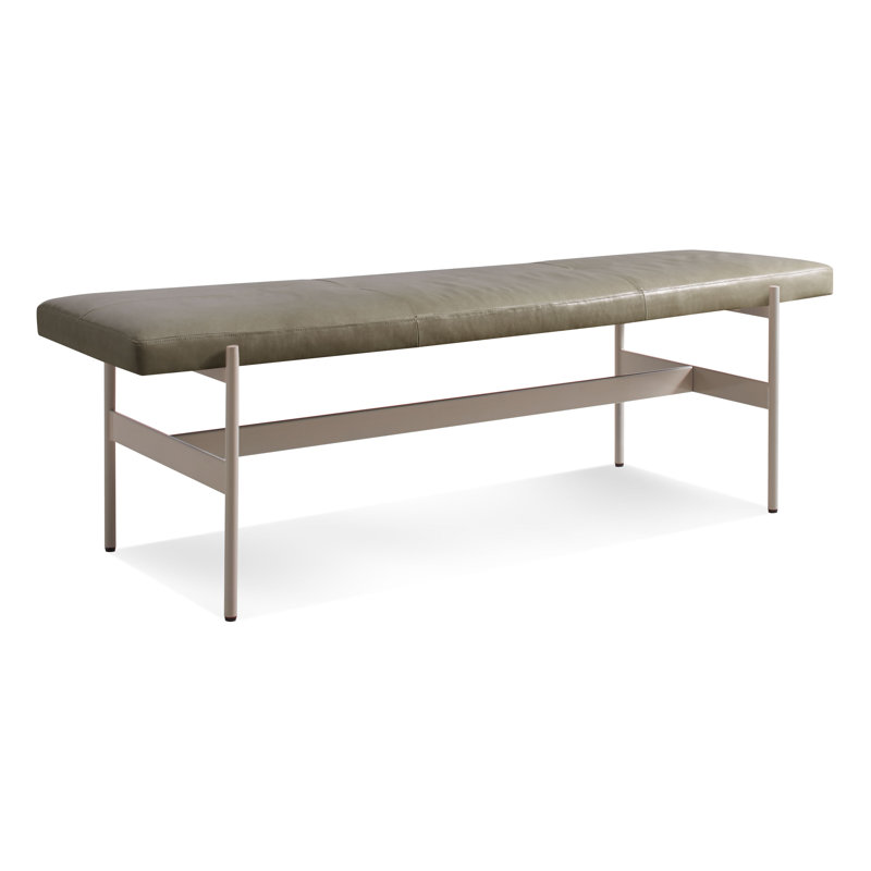 Daybench Genuine Leather Upholstered Bench, Putty, Grey, 17" H x 55" W x 14" D