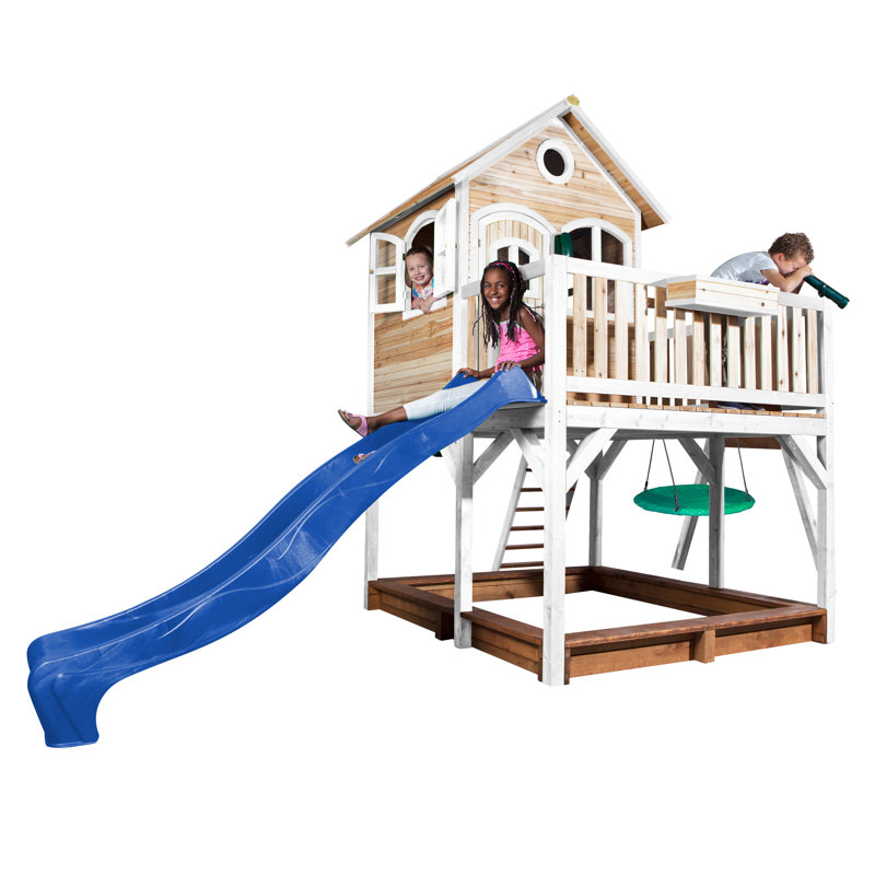 Liam AXI Swing Set with Swing(s) , 1 Slide(s), Brown/White, Blue