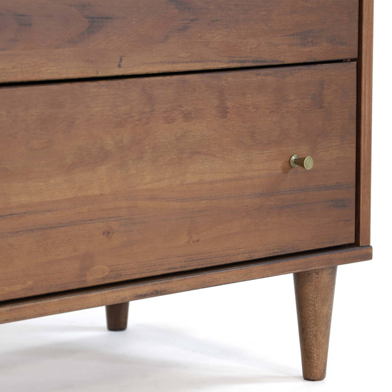 Mid Century 5-Drawer Chest, Brushed Walnut
