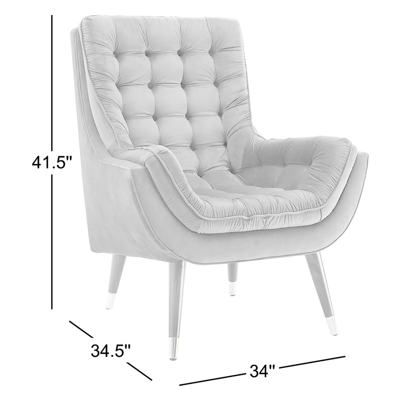 Suggest Button Tufted Upholstered Velvet Lounge Chair, Green