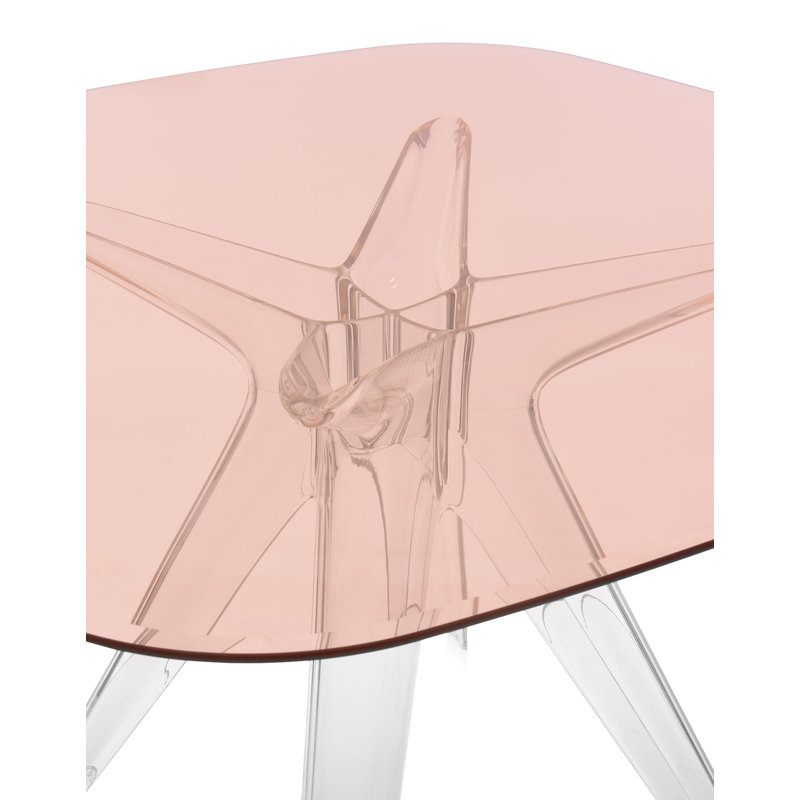 Sir Gio Square Glass Dining Table, Transparent, Pink