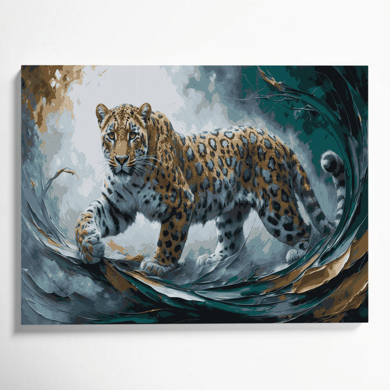 Art animalier sur toile gris, H 20 po x l 30 po