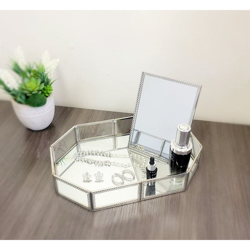 Miroir de table en métal avec cadre argenté