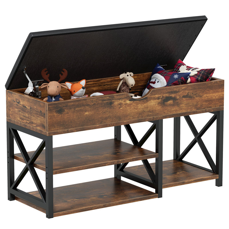 31.5'' Wide Shoe Storage Bench, Brown/Black