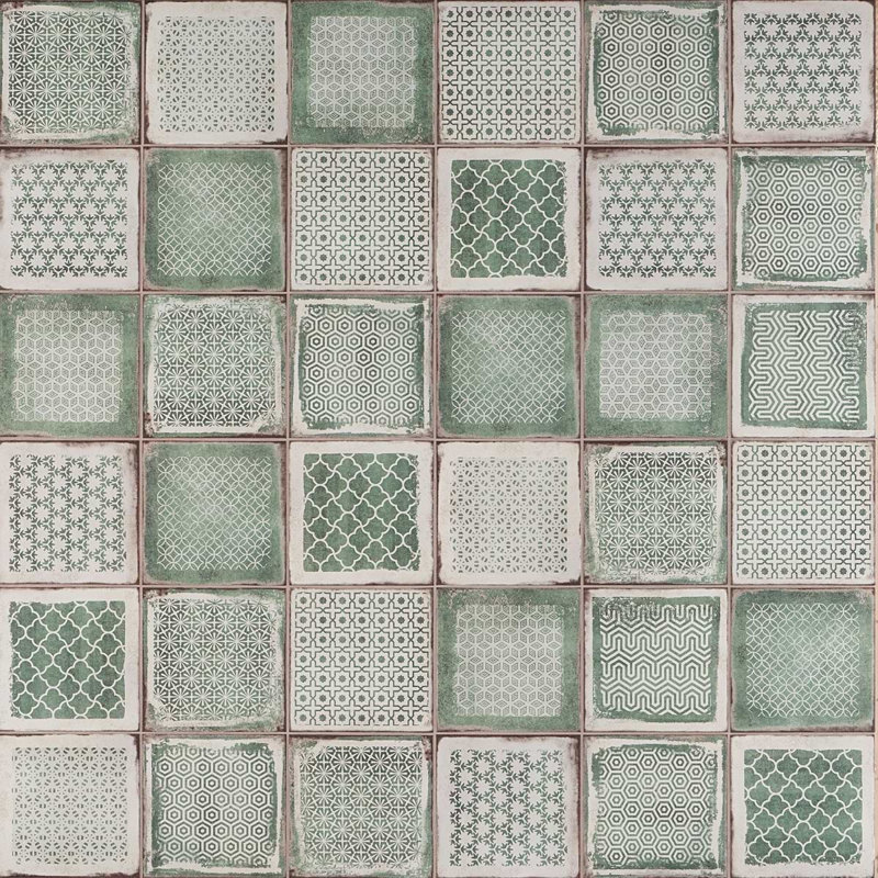 Los Lunas 8x8 Matte Porcelain Tile, Deco Green