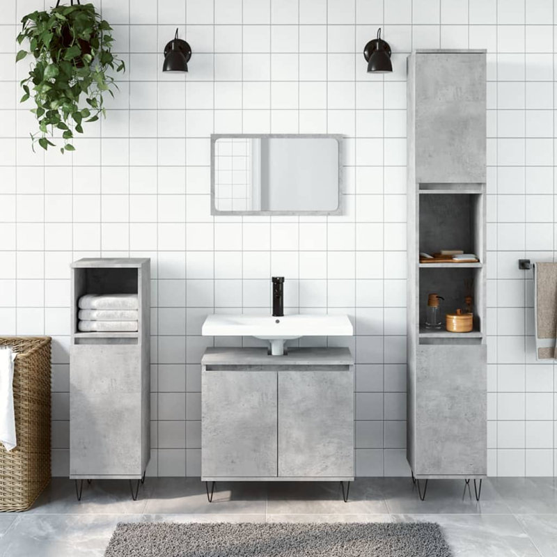 Obadiah Floor Mounted Bathroom Cabinet, Concrete Grey
