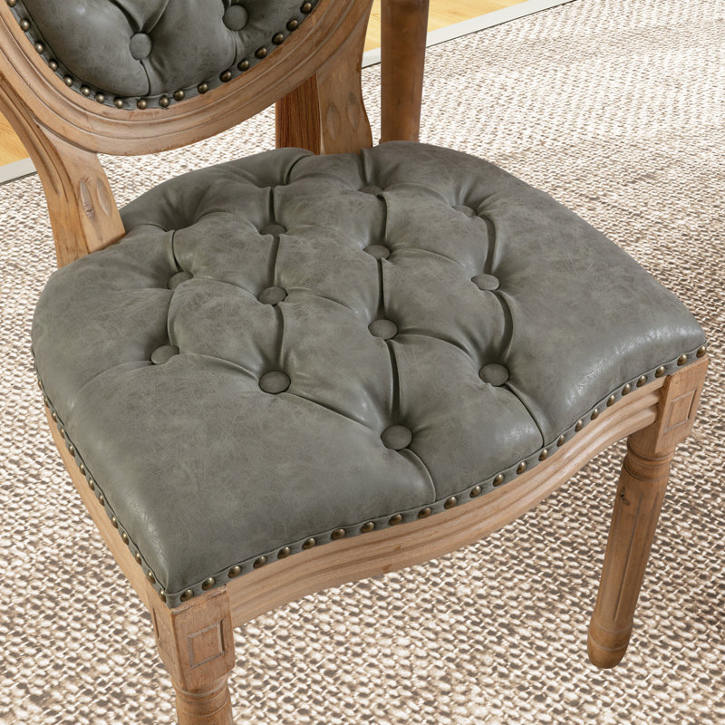Clarisabel 19.7'' H Leather Upholstered Side Chair, Olive Green