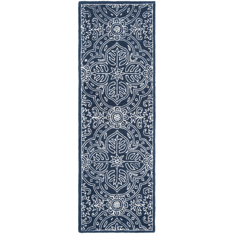 Tapis bleu marine / ivoire en laine touffeté à la main Lauren Ralph Lauren, Tapis de couloir 2 pi 3 po x 7 pi