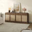 Meuble télé pour téléviseur de 65 po ou moins avec 4 armoires de rangement en rotin Boho-321257282-335407985
