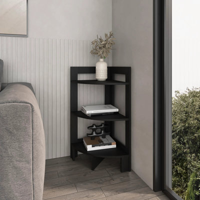 3 Shelf Black Corner Storage Unit - Versatile And Practical Maximize Your Space With Tier Complement Interior Design Stylish Option