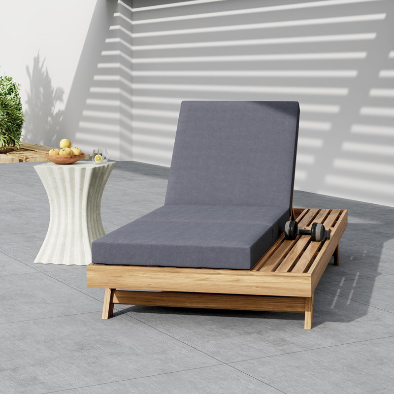 Ensemble de méridienne en bois d'acacia, conception peu encombrante pour une détente extérieure moderne, Marron clair