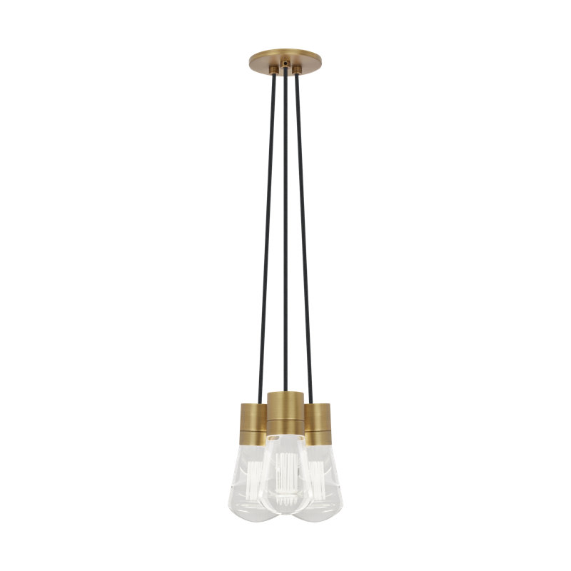 Alva LED Pendant, 151.6" H x 7.1" W x 9" D, Natural Brass/Black, 3