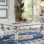 Table basse rectangulaire avec perle antique et décorative - ajoute de la grâce à l'espace classique avec volutes élégantes