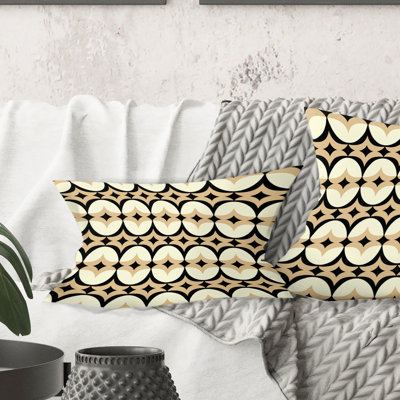 Coussin décoratif abstrait à motif géométrique abstrait rétro Mid-Century