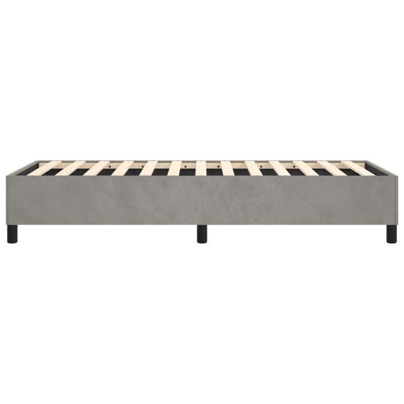 Box Spring Bed Frame Light Grey Twin XL Velvet , Twin XL, Light Gray