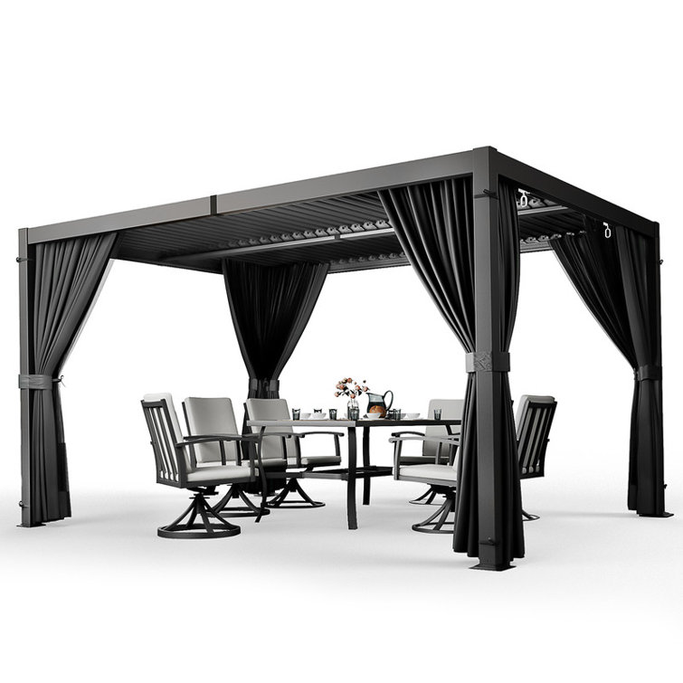 13 Ft. W x 10 Ft. D Aluminum Louvered Pergola with Adjustable Rainproof Canopy (Incomplete//Box 4 Of 4) 