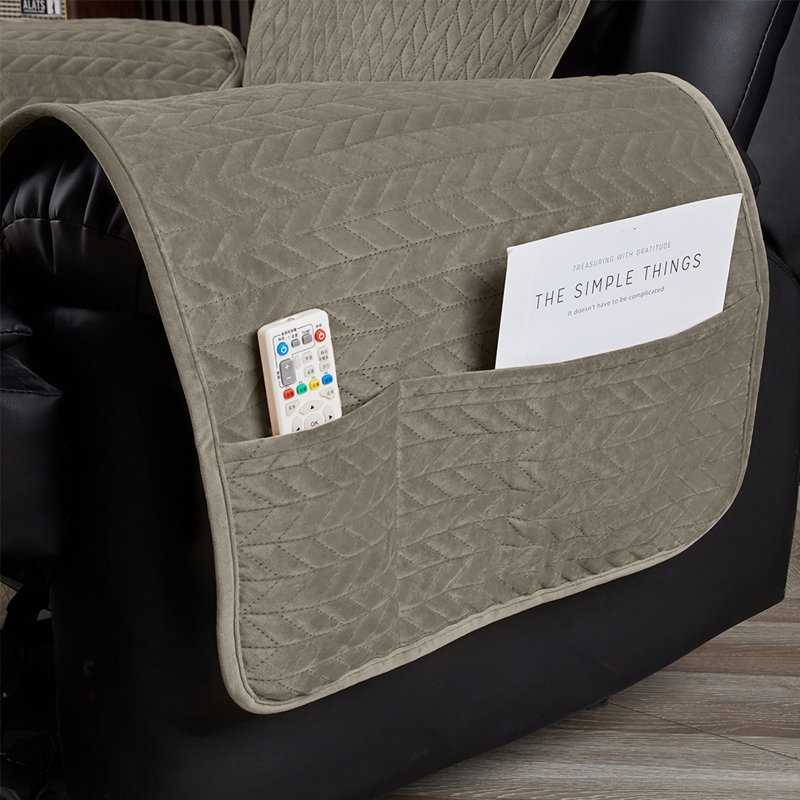 Housse pour fauteuil inclinable à coussins carrés/rectangulaires, H 96 po x l 23 po x P 20 po, Velours taupe