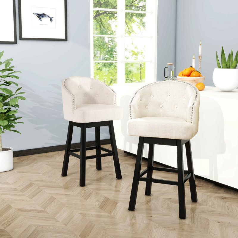 Tabouret tournant à 360 degrés avec garniture cloutée, ensemble de 2