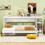 Lit escamotable en bois peu encombrant avec tablettes de rangement latérales-478825422-478825410