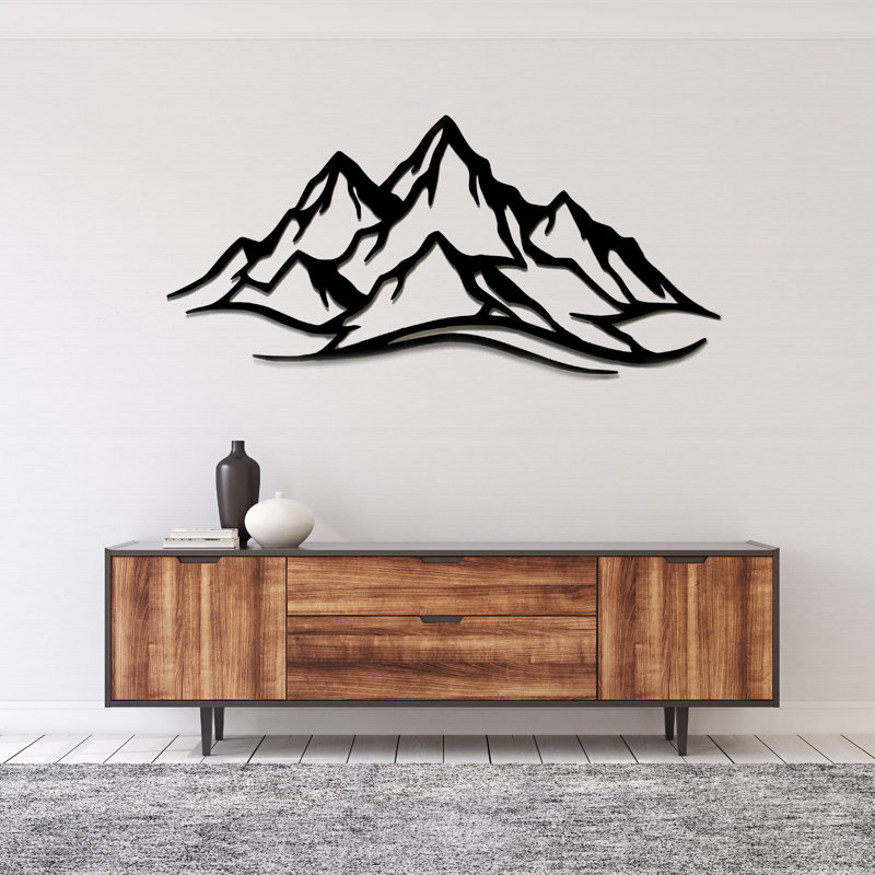 Art mural en métal Mountain Range, Noir, H 22 po x l 47 po