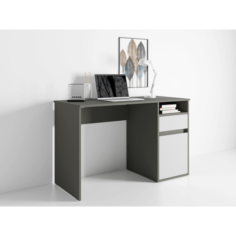 Raymen Desk with drawer and door: 120cm W x 75.5cm H x 53cm D., Black/White
