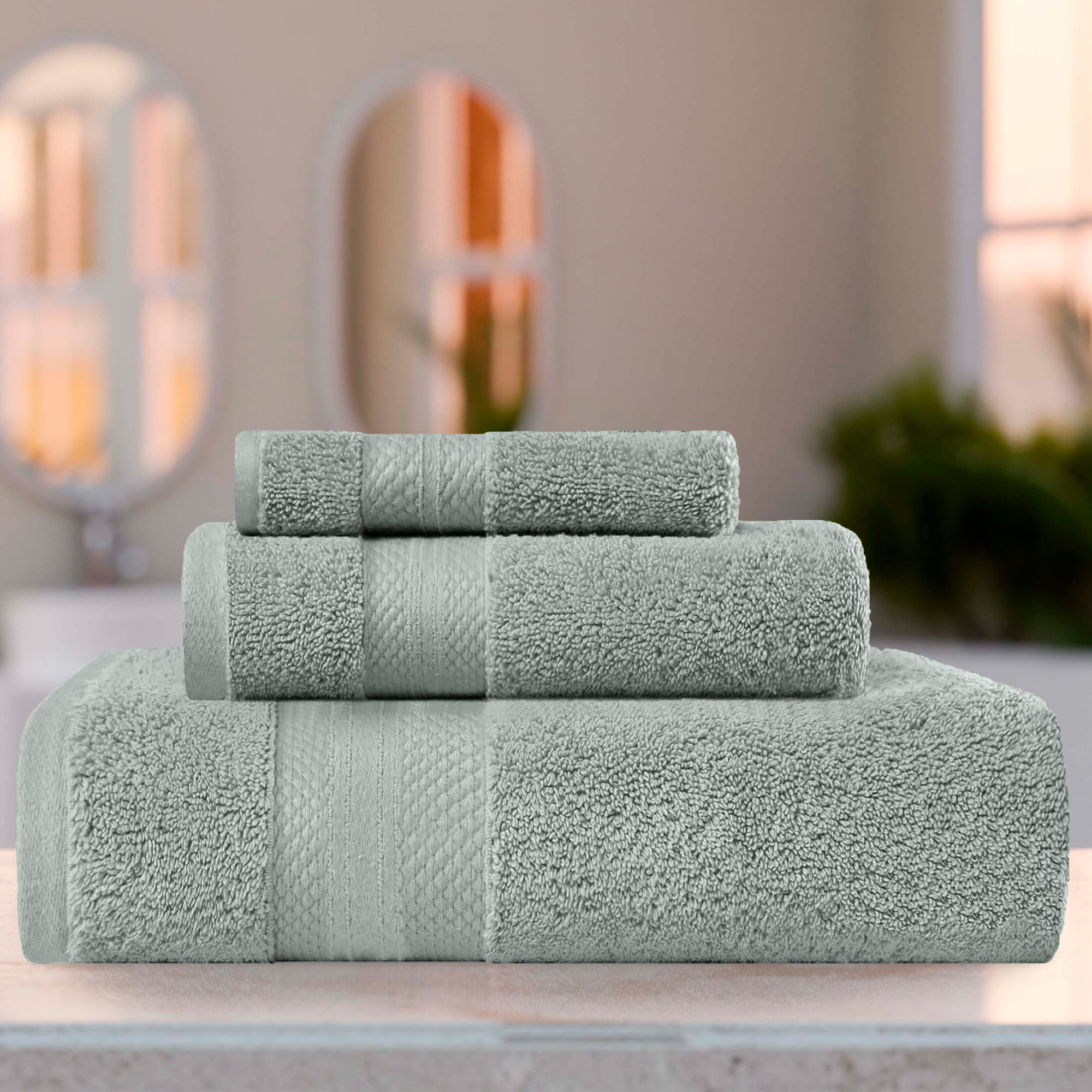Finnian Ultra-Plush Heavyweight, 100% Turkish Towel Collection, 3 Piece Towel Set, Olive Green