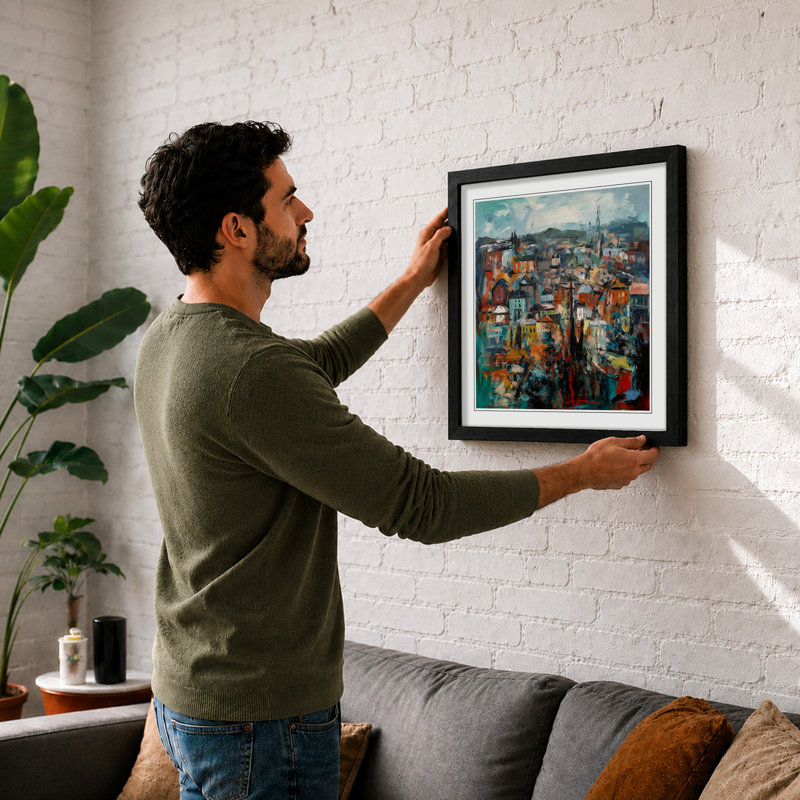 City Of Belfast Abstract Expressionism No.2 - Framed Print, Black