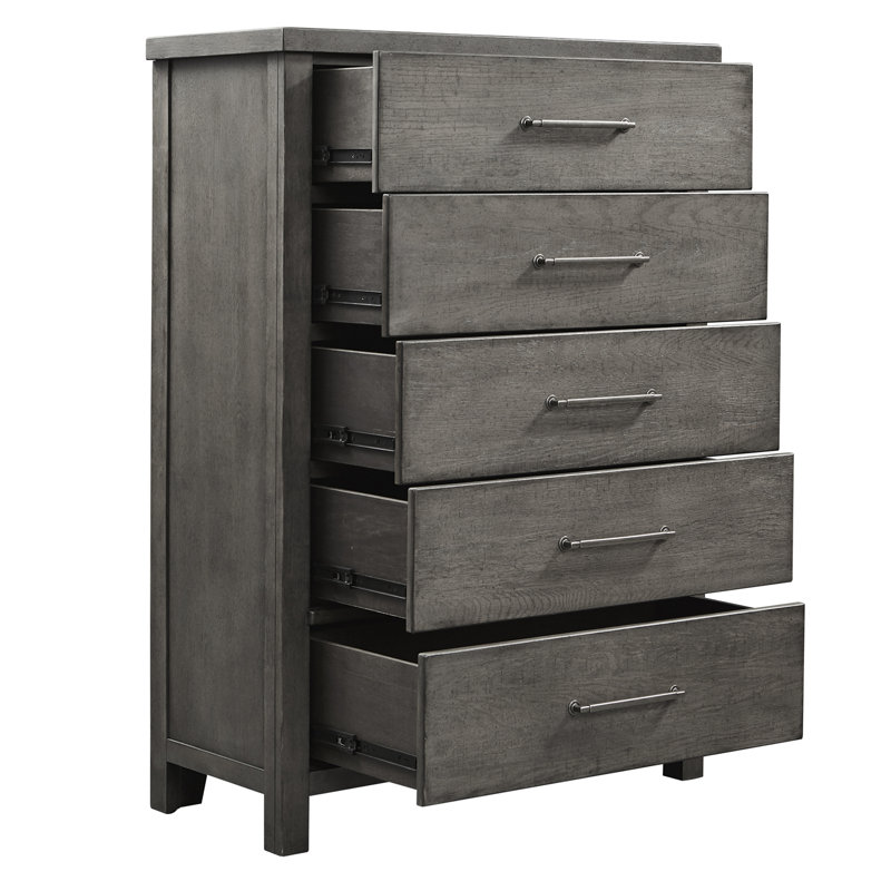 Commode 5 tiroirs Bettee, Gris