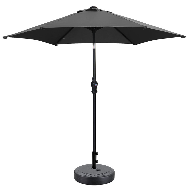 Parasol de patio 7,5 pi avec base, Noir