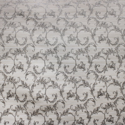 Arbella Fabric | Traditional Small Scale Floral Pattern | Color Silver
