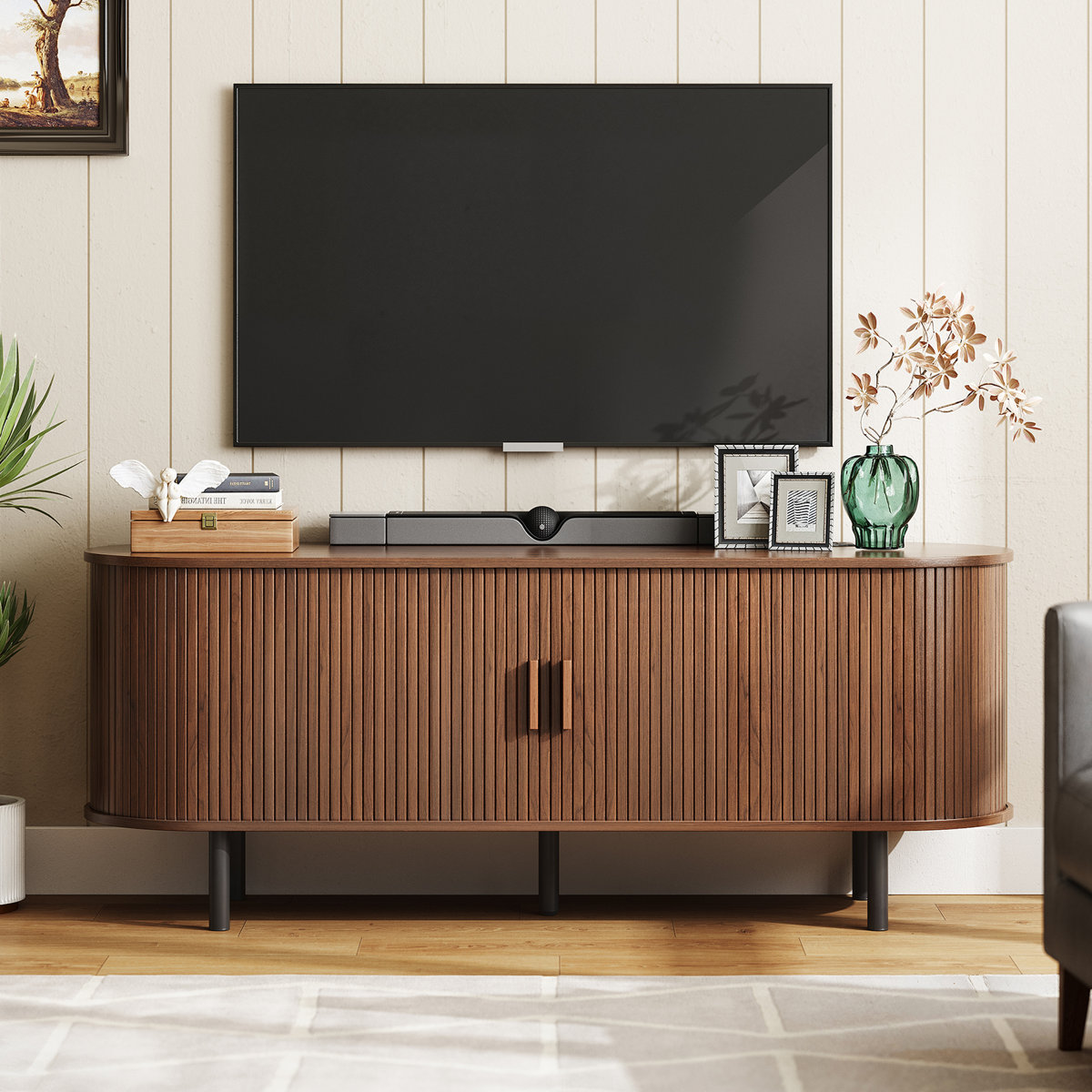 Jalonda Modern Wood TV Stand with Storage and Shelves to Fit TVs