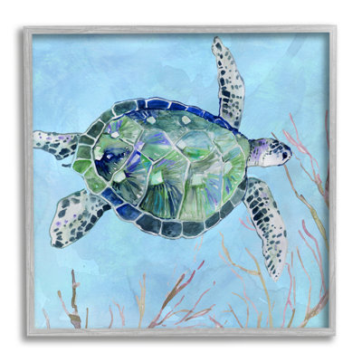 Speckled Sea Tortoise Deep Sea Aquatic Animal - Graphic Art on Wood