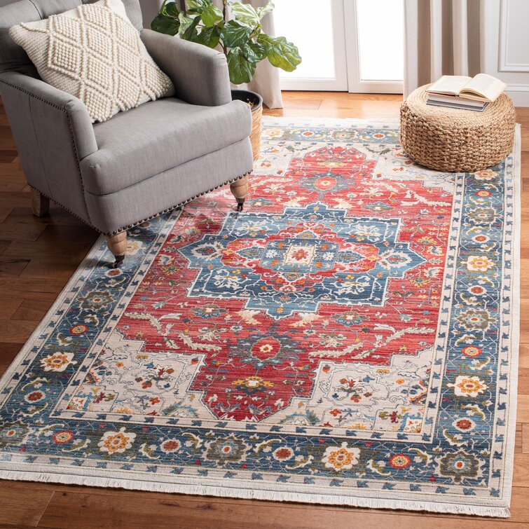 World Menagerie Herblay Red/Blue Area Rug & Reviews | Wayfair