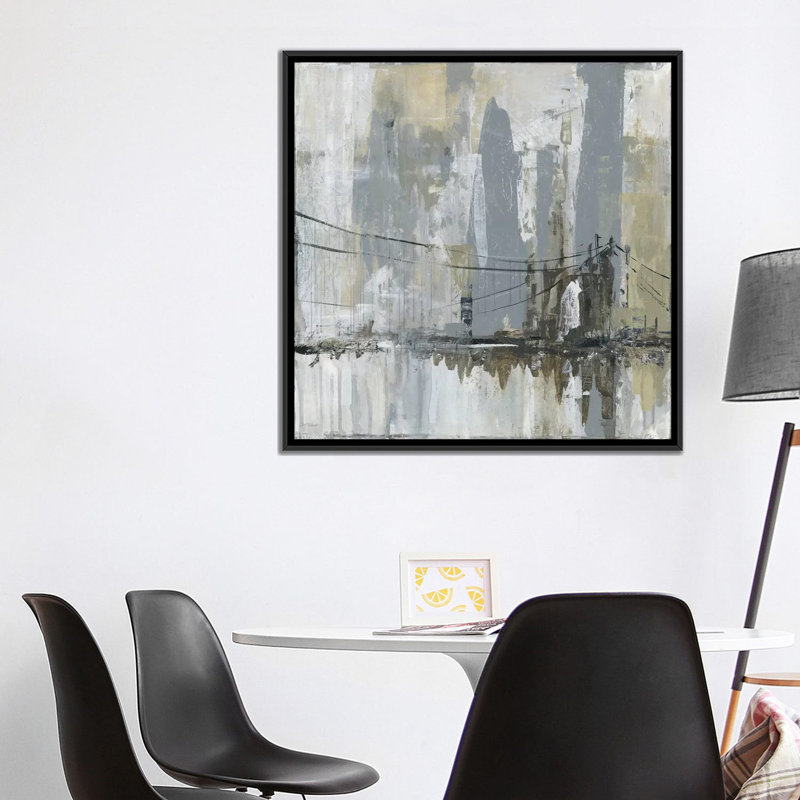 «Midtown Bridge II», reproduction sur toile, H 26 po x l 26 po x P 1,5 po, Toile encadrée noire, Pas de tapis