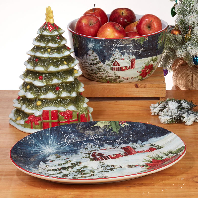 Silent Night 16-Piece Multicolor Ceramic Holiday Dinnerware Set