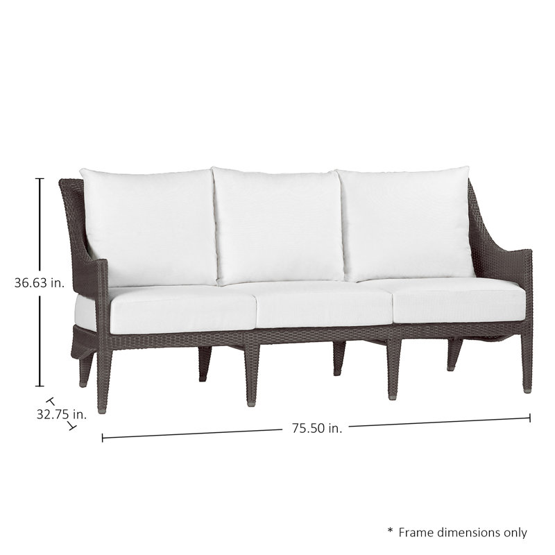 Athena N-Dura Resin Wicker Outdoor Sofa, No Welt, Cabana Stripe Mist, Black Walnut