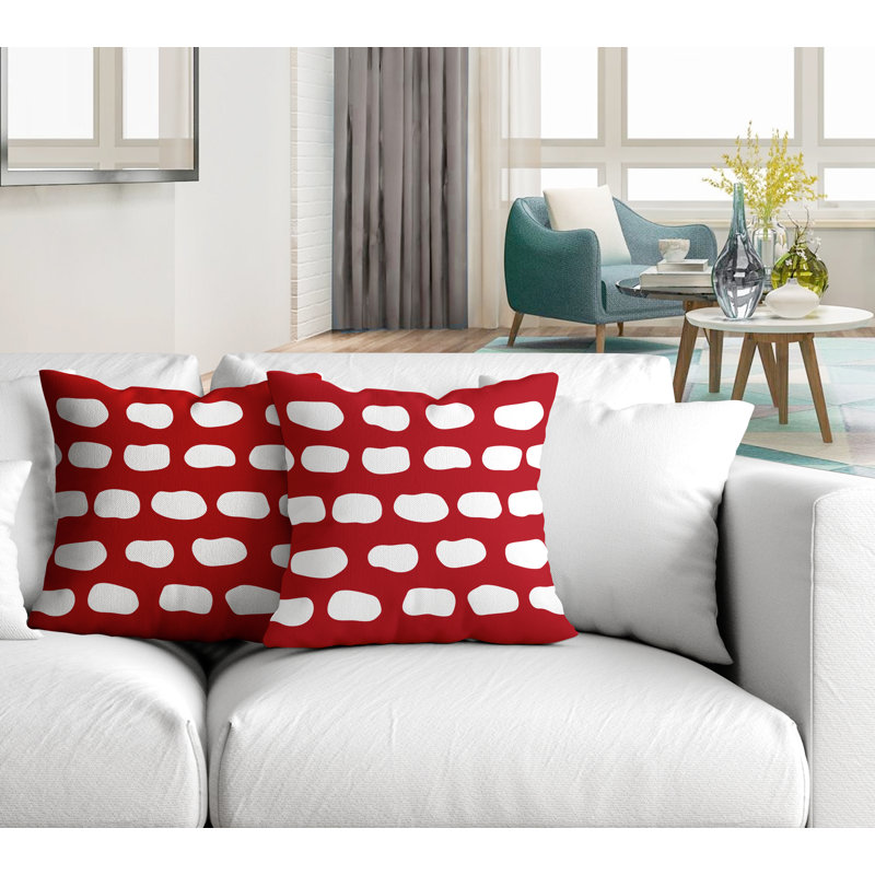 Oreiller carré intérieur / extérieur Aria Dash, L 15 po x H 15 po, Rouge