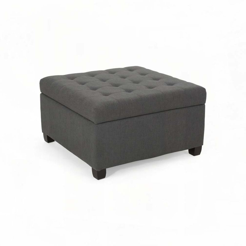 Francisville Upholstered Ottoman, Dark Gray
