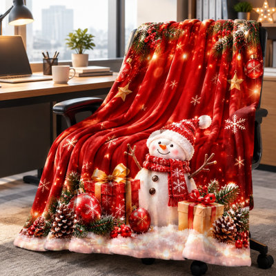Couverture polaire à motif de bonhomme de neige pour Noël, jeté douillet et festif pour canapé, fauteuil, chambre, salon, décoration intérieure