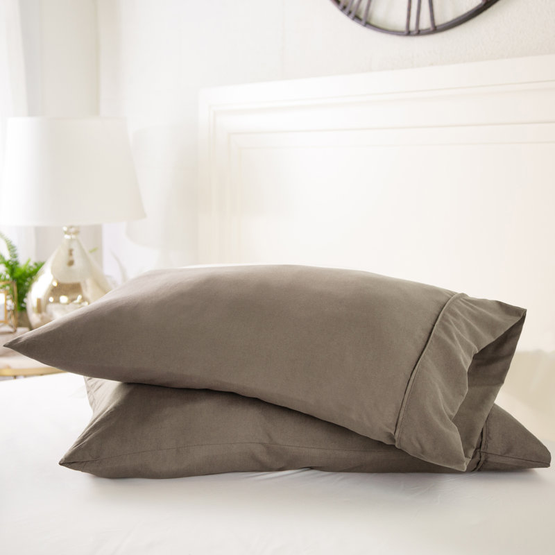 Pillowcase 2-Pack Microfiber Ultra Soft Bedding, Standard Pillowcase, Taupe